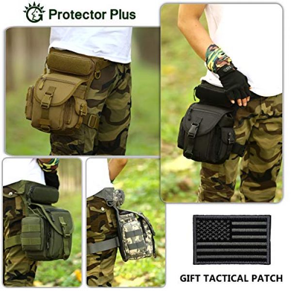 Protector Plus Tactical Pouch 4 Protector Plus Tactical Drop Leg Bag Military Tool Fanny Thigh Pack Utility Airsoft Motorcycle Cycling Waist Gear Pouch (Patch Included)