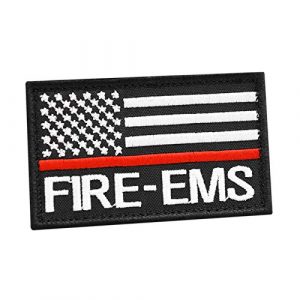 LEGEEON Airsoft Morale Patch 1 LEGEEON American EMS Fire Rescue Thin Red Line 2x3.25 US Flag Medic Firefighter Morale Hook&Loop Cap Patch