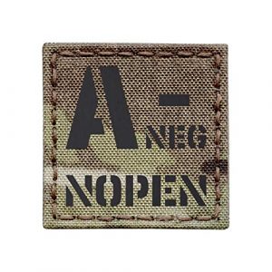 Tactical Freaky Airsoft Morale Patch 1 Multicam IR ANEG A- NOPEN No Penicillin Allergy Blood Type 2x2 Tactical Morale Touch Fastener Patch