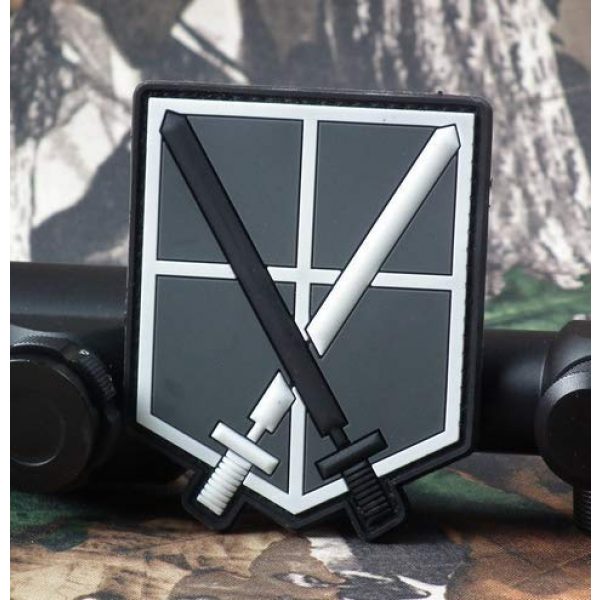 Tactical PVC Patch Airsoft Morale Patch 2 Attack on Titan Scout Regiment Survey Corps PVC Military Tactical Morale Patch Badges Emblem Applique Hook Patches for Clothes Backpack Accessories