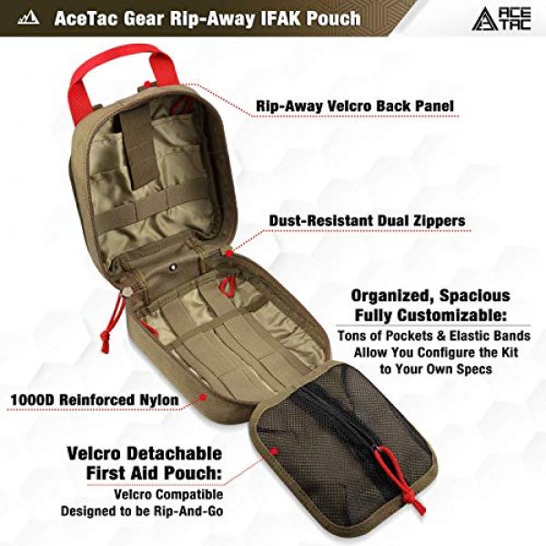 AceTac Gear Tactical Pouch 3 Ace Tac MOLLE Medical Pouch EMT 1000D Nylon First Aid Pouch Rip-Away IFAK Tactical Utility Pouch for Outdoor Activities Medical Supplies