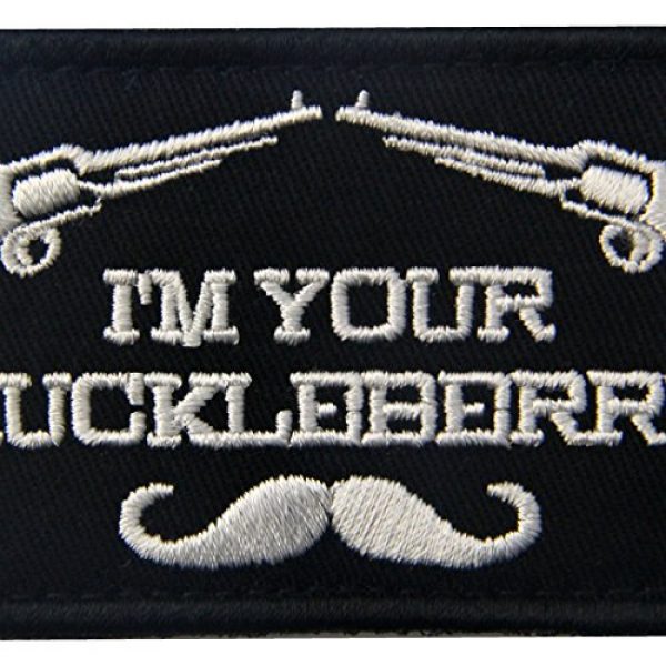 Rocking Planet Airsoft Morale Patch 2 I'm Your Huckleberry Patch Embroidered Tactical Applique Army Morale Hook & Loop Emblem, White