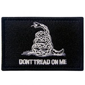 EmbTao Airsoft Morale Patch 1 Don't Tread On Me Tactical Embroidered Morale Applique Fastener Hook&Loop Patch - White & Black