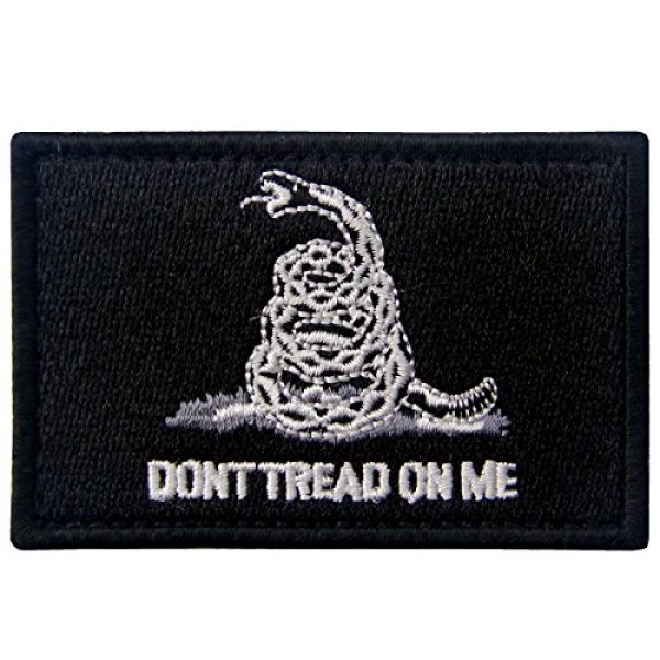 EmbTao Airsoft Morale Patch 1 Don't Tread On Me Tactical Embroidered Morale Applique Fastener Hook&Loop Patch - White & Black