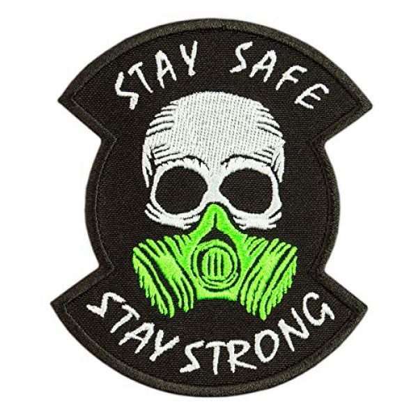 Embrosoft Airsoft Morale Patch 1 Skull in a Gas mask Patch, Embroidered"Stay Safe, Stay Strong" Morale Emblem, Size: 4.1 x 3.4 inches
