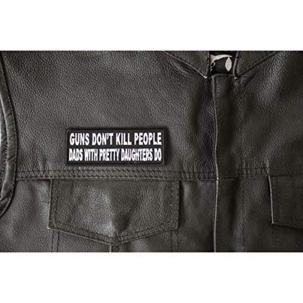 Ivamis Trading Airsoft Morale Patch 2 Guns Don't Kill People Dad's with Pretty Daughters Do Patch - 4x1.5 inch. Embroidered Iron on Patch