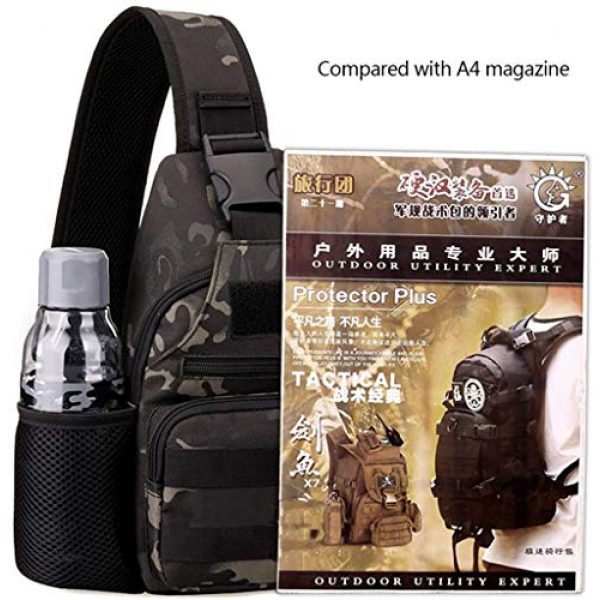 ACOMOO Tactical Backpack 5 ACOMOO Tactical Chest Sling Bag Water Resistant MOLLE Shoulder Backpack Mens One Strap Daypack with Water Bottle Holder Camo Black