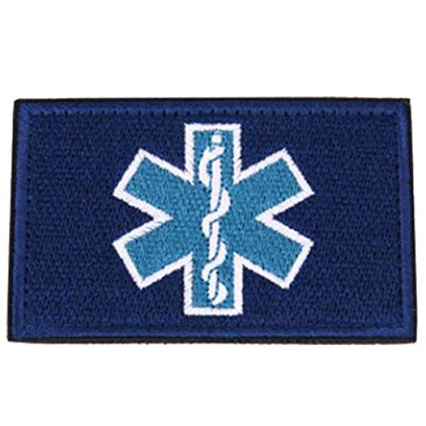 ODSP Airsoft Morale Patch 4 2PCS EMT Star of Life Tactical Patch Tactical Morale Military Embroidery Badge Hook and Loop Fastern Patches (Blue)