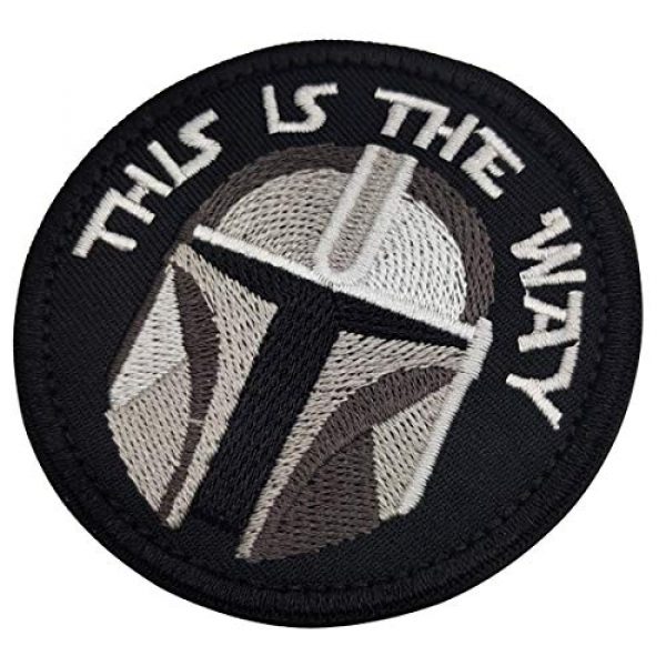 ODSP Airsoft Morale Patch 7 This is The Way Mandalorian Half Helmet Inspired Art Embroidered Fastener Hook and Loop Backing Tactical Morale Patch 3.15 Inch 2PCS