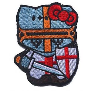 Embroidery Patch Airsoft Morale Patch 1 Hello Kitty Crusader Knight Military Hook Loop Tactics Morale Embroidered Patch