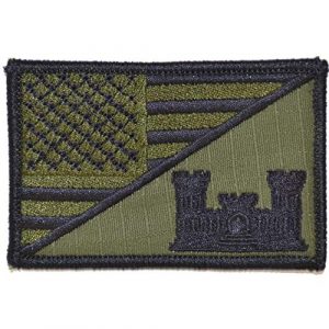 Tactical Gear Junkie Airsoft Morale Patch 1 Engineer Castle USA Flag - 2.25x3.5 Patch - Olive Drab