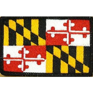 Fast Service Designs Airsoft Morale Patch 1 Maryland State Flag Patch with Hook & Loop MC Biker Tactical Morale Emblem #01 (Black Border)