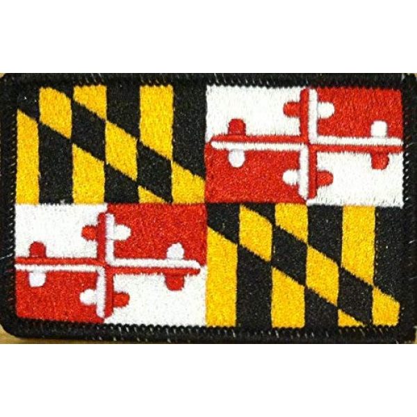 Fast Service Designs Airsoft Morale Patch 1 Maryland State Flag Patch with Hook & Loop MC Biker Tactical Morale Emblem #01 (Black Border)