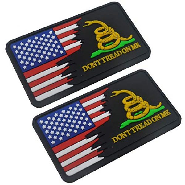 ODSP Airsoft Morale Patch 1 3D PVC Don't Tread On Me and USA Flag Tactical Military Morale Fastener Hook Patch 3.15x1.97 inch Sized 2PCS