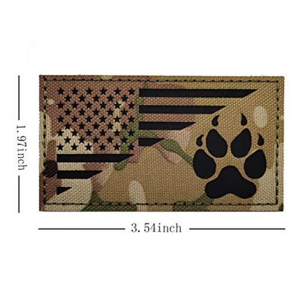 ODSP Airsoft Morale Patch 2 IR K9 Dog Handler Paw K-9 USA Flag Infrared Tactical Morale Embroidered Patch Applique with Hook and Loop Fastener Backing for Medium and Large Animal Vests Harnesses (Multicam)