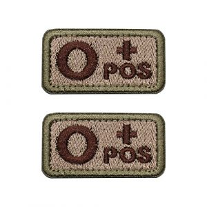 EJG Airsoft Morale Patch 1 EJG 2-Piece Tactical Blood Type Velcro Patch, Various Styles in Embroidery & PVC, O+ O- Positive Negative, 2"x1" Military Medic Navy Army Morale Patch for Tactical Gear Battle Uniform (Style 03)