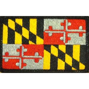 Fast Service Designs Airsoft Morale Patch 1 Maryland State Flag Patch with Hook & Loop MC Biker Tactical Morale Emblem #01 (Gray Version Black Border)