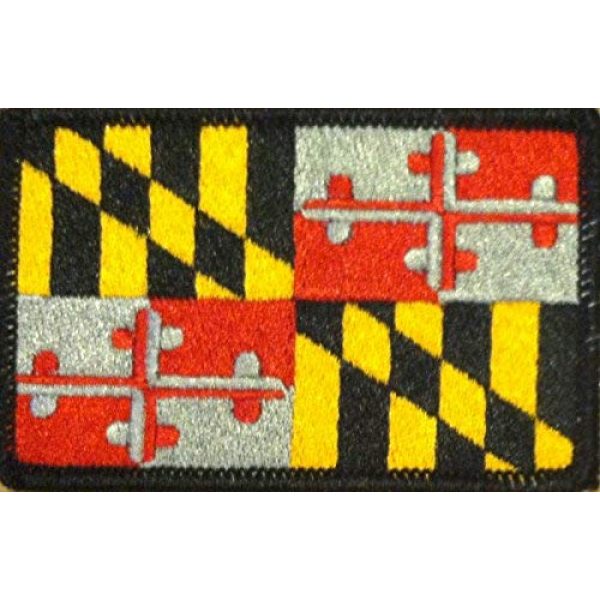 Fast Service Designs Airsoft Morale Patch 1 Maryland State Flag Patch with Hook & Loop MC Biker Tactical Morale Emblem #01 (Gray Version Black Border)