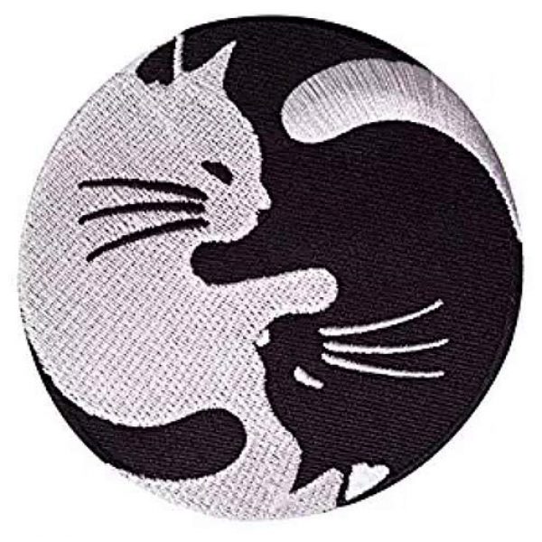 Embroidery Patch Airsoft Morale Patch 3 Cat Yin Yang Kung Fu Chinese Military Hook Loop Tactics Morale Embroidered Patch