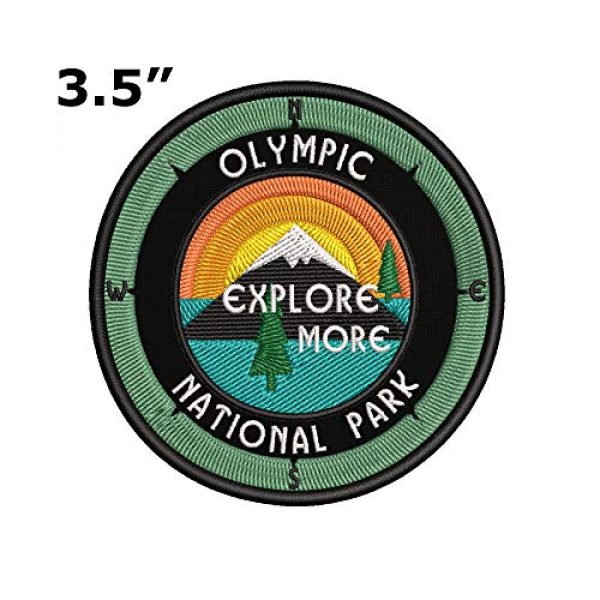Sassy Treasures Airsoft Morale Patch 2 Olympic National Park, Washington - Explore More - 3.5" Embroidered Patch DIY Iron On/Sew On Vacation Souvenir Travel Novelty Theme Decorative Applique