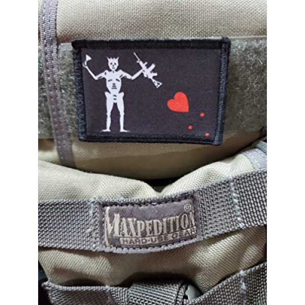 RedheadedTshirts Airsoft Morale Patch 2 AR15 Blackbeard Pirate Flag Morale Patch. 2x3" Hook Patch. Redhaededtshirts Made in The USA