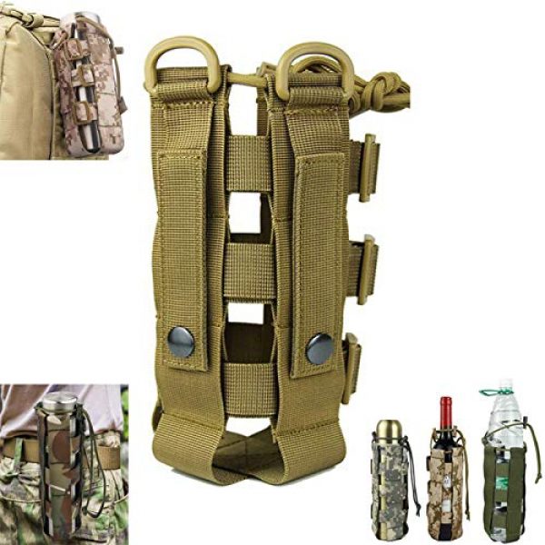 POMER Tactical Pouch 1 POMER Tactical Drawstring Molle Water Bottle Holder Tactical Pouch - Drawstring Open Top & Mesh Bottom Travel Water Bottle Bag