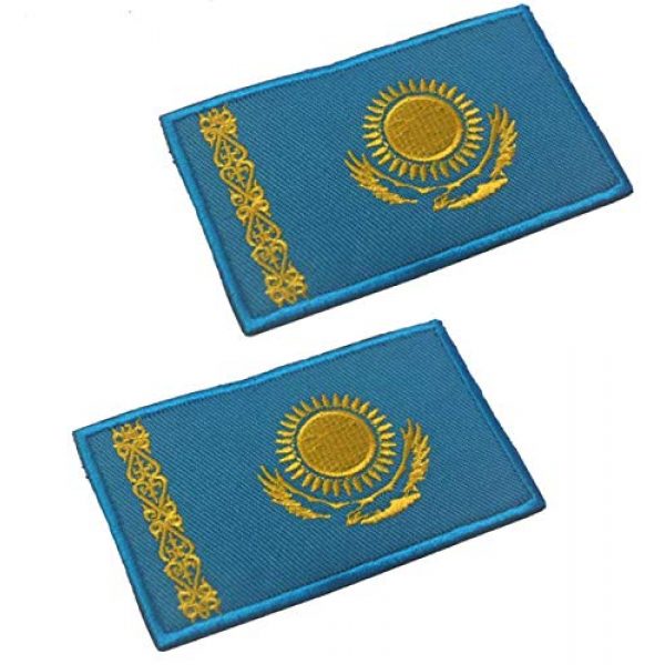 Tactical Embroidery Patch Airsoft Morale Patch 1 2pcs Kazakhstan Flag Embroidery Patch Military Tactical Morale Patch Badges Emblem Applique Hook Patches for Clothes Backpack Accessories