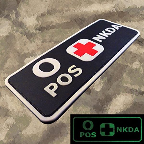 LEGEEON Airsoft Morale Patch 4 LEGEEON PVC Rubber 3D GITD Touch Fastener Patch Blood Type NKDA Glow in The Dark Combat Tactical GID