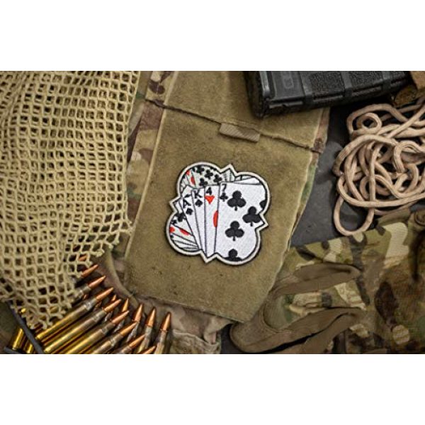 BASTION Airsoft Morale Patch 5 BASTION Morale Patches (Rifle Card Hand) | 3D Embroidered Patches with Hook & Loop Fastener Backing | Well-Made Clean Stitching | Military Patches Ideal for Tactical Bag, Hats & Vest