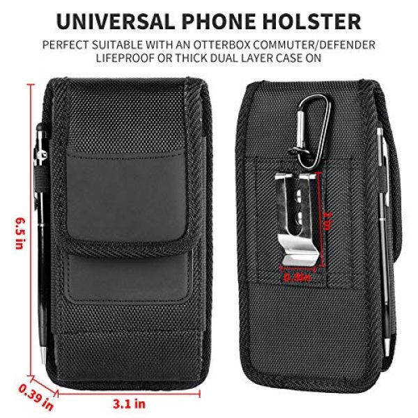 Aatacas Tactical Pouch 3 Tactical Carrier with [Belt Loop & Holster] Heavy Duty Rugged Nylon Carrying Case Pouch Phone Holder Belt Case with Clip, Fits Cell Phone with Thin Case On