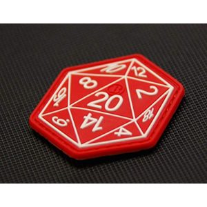 BritKitUSA Airsoft Morale Patch 1 BritKitUSA Dungeons and Dragons Die D20 3D PVC Morale Patch Hook Backing D&D Hook Backing