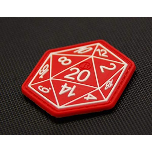 BritKitUSA Airsoft Morale Patch 1 BritKitUSA Dungeons and Dragons Die D20 3D PVC Morale Patch Hook Backing D&D Hook Backing