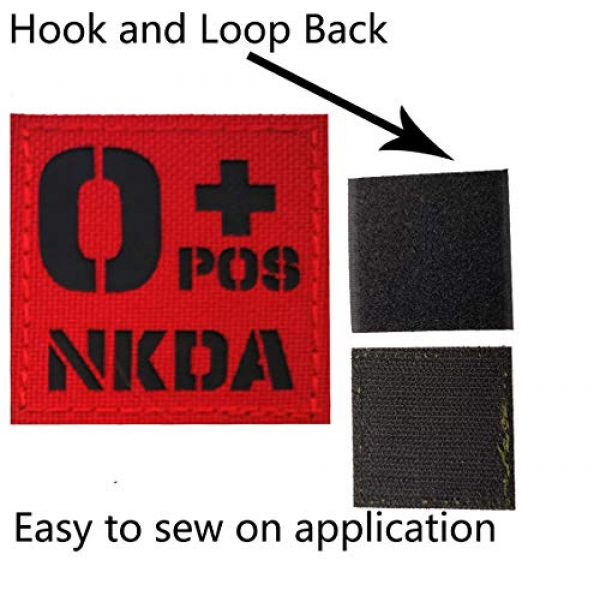 APBVIHL Airsoft Morale Patch 2 Infrared IR Reflective O POS O+ NKD O Positive Blood Type Patch, Tactical Morale Medical Patches with Hook and Loop Fastener Backing 1.97 x 1.97 Inch - 2 Pieces - No Known Drug Allergies