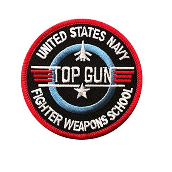 ODSP Airsoft Morale Patch 5 Top Gun Custom Personalized Embroidered Military Tactical Morale Patches School Name Applique Badge with Hook&Loop Fastener Backing Bundle 2 Pieces 3.15 Inch Diameter