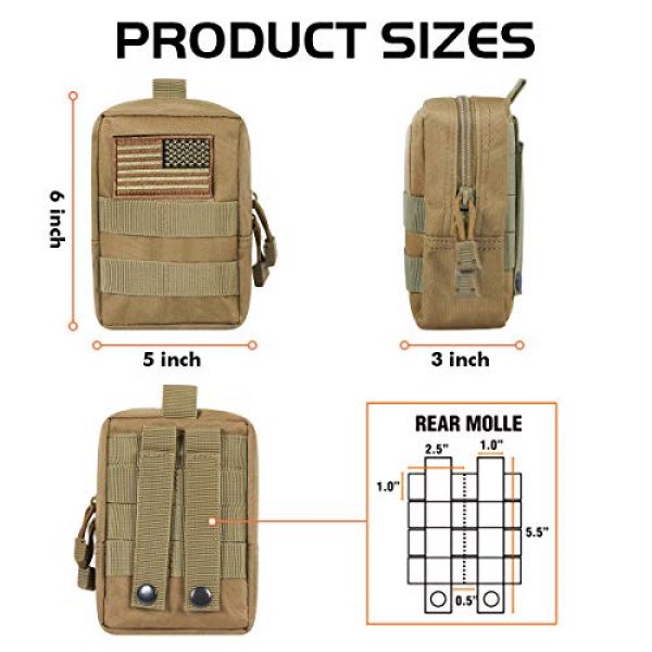 Gogoku Tactical Pouch 3 Gogoku Molle Pouch 2 Packs Tactical Molle Pouches Compact Utility EDC Waist Bag Pack with 10 D Ring Clip
