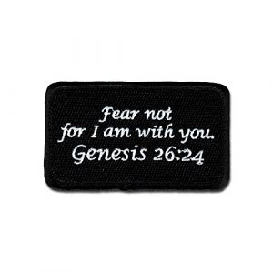 BASTION Airsoft Morale Patch 1 BASTION Morale Patches (Genesis 26:24, Colors) | 3D Embroidered Patches with Hook & Loop Fastener Backing | Well-Made Clean Stitching | Christian Patches Ideal for Tactical Bag, Hats & Vest (Black)