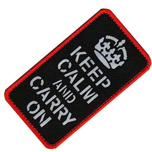 ODSP Airsoft Morale Patch 7 Keep Calm and Carry on Morale Patch with Loop and Hook Backing, IR Reflective Tactical Military Patches Badge 3.94 x 1.97 Inch 2PCS