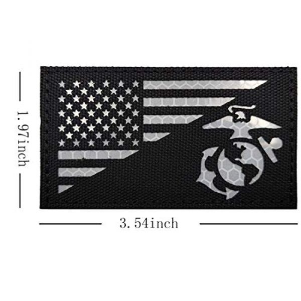 ODSP Airsoft Morale Patch 3 3 Pieces IR Reflective Patch, USA American Flag w/Marine Corps USMC Tactical Morale Fastener Hook and Loop Patches 3.54 x 1.97 inch for Hats, Clothes, Backpacks, Uniforms, Tactical Gears