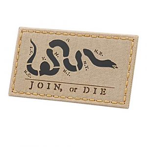 Tactical Freaky Airsoft Morale Patch 1 Desert Sand IR Join Or Die 2x3.5 Snake Cartoon Benjamin Franklin Tan US Independence Tactical Morale Hook&Loop Patch