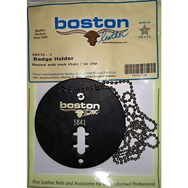 Boston Leather Tactical Pouch 2 Boston Leather Round Badge Holder with Neck Chain -no Clip