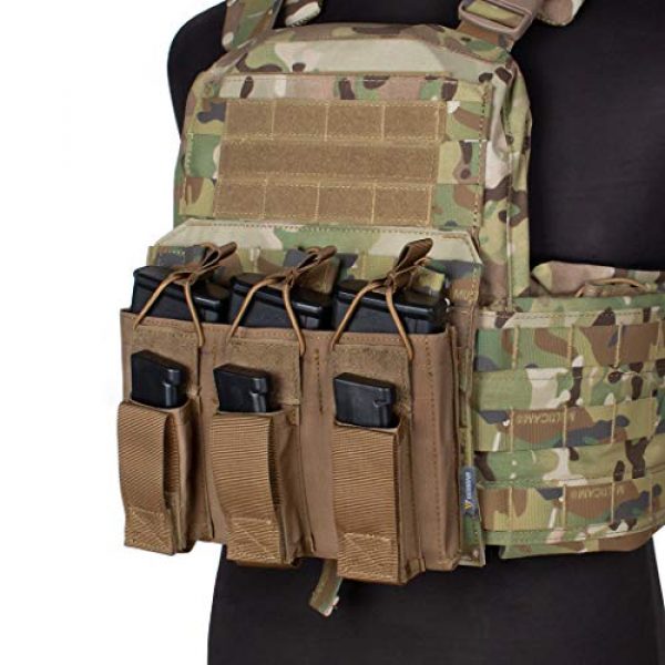 IDOGEAR Tactical Pouch 4 IDOGEAR Triple Mag Pouch Open-Top Triple Kangaroo Magazine Pouch and Pistol Mag Pouch 500D Nylon Airsoft Hunting Military Gear
