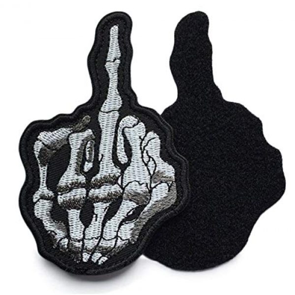 QTao Airsoft Morale Patch 3 QTao UPA134 Hook & Loop Skull Middle Finger Funny Tactical Morale Patch Bundle 2 Pieces (Color 1)