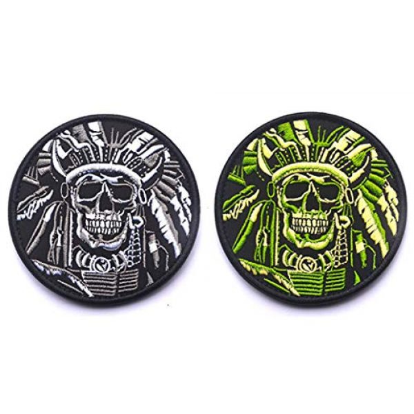 Antrix Airsoft Morale Patch 1 Antrix 2 Pack Tactical Indian Chief Horror Dead Skull Applique Fastener Hook and Loop Military Badge Emblem Patch for Backpacks Caps Hats Vests Bags