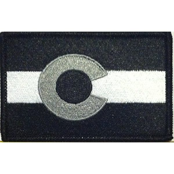Fast Service Designs Airsoft Morale Patch 1 COLORADO Flag Embroidered Iron-on Patch Black, White & Gray Version Morale Military Emblem Black Border #06