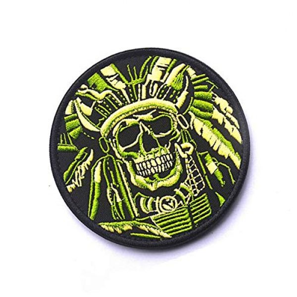 Embroidery Patch Airsoft Morale Patch 2 Death Skull Warrior Indian Chief Military Hook Loop Tactics Morale Embroidered Patch (color1)