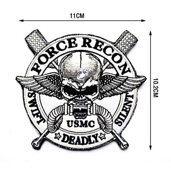 Minason Airsoft Morale Patch 2 USMC Force Recon Seal Marines Swift Silent Deadly Skull Morale Tactical Patch Embroidered Applique Attachment Fastener Hook & Loop on Tactical Hat Bags Jackets and Gear