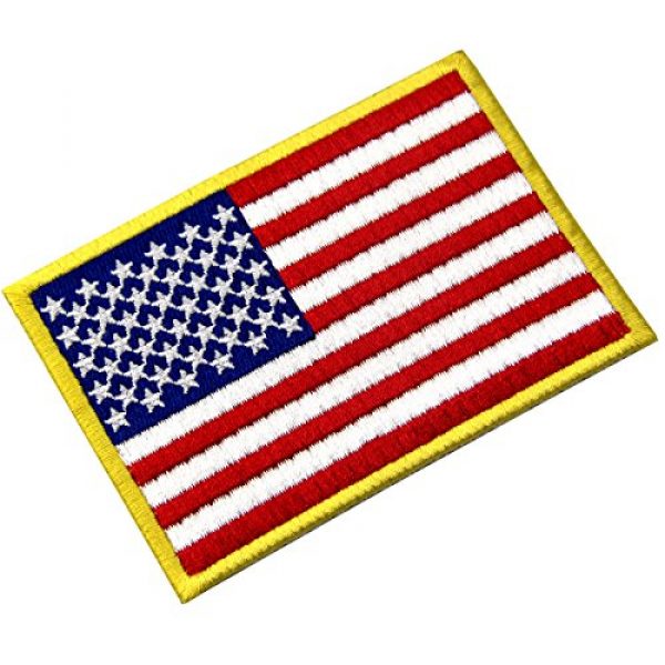EmbTao Airsoft Morale Patch 3 EmbTao American Flag Embroidered Patch Gold Border USA United States of America Military Uniform Iron On Sew On Emblem