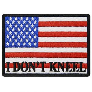 EmbTao Airsoft Morale Patch 1 I Don't Kneel for The Anthem USA Flag Morale Tactical Patch Embroidered Applique Fastener Hook & Loop Emblem