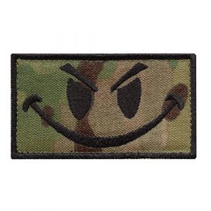 LEGEEON Airsoft Morale Patch 1 LEGEEON Multicam Smiley Evil Angry Green Morale Tactical Military Milspec Tactical ISAF Fastener Patch