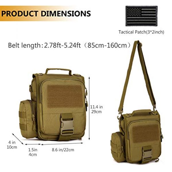 Protector Plus Tactical Pouch 5 Protector Plus Tactical Messenger Bag Men Military MOLLE Crossbody Pack (Patch Included)